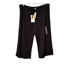Cuddle Jeans Clothing Black Cropped Wide Leg Lounge Pants XX Large‎ Sweatpants